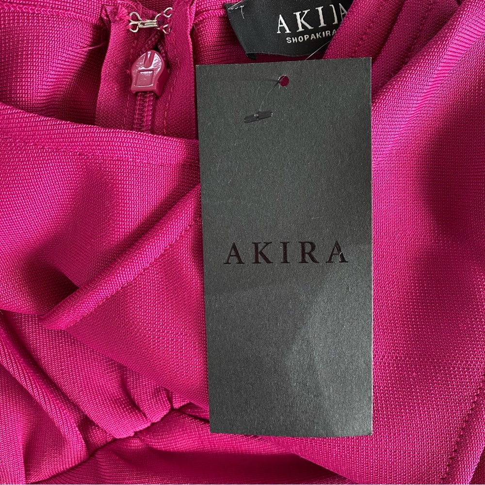 NWT AKIRA Cut Out Bandage Long Sleeve Midi Dress Dark Pink Small - Picture 12 of 16
